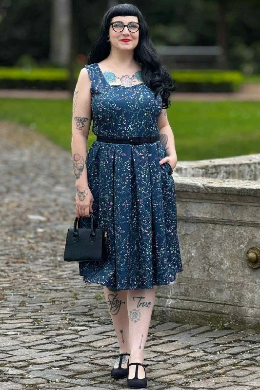 Amanda Navy Blue Meadow Dress