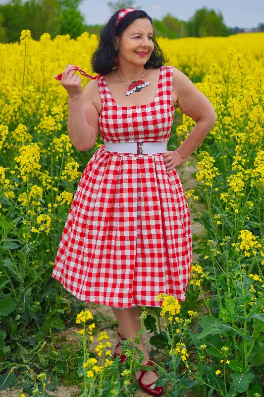 Amanda Retro Red Gingham Fit and Flared Dress