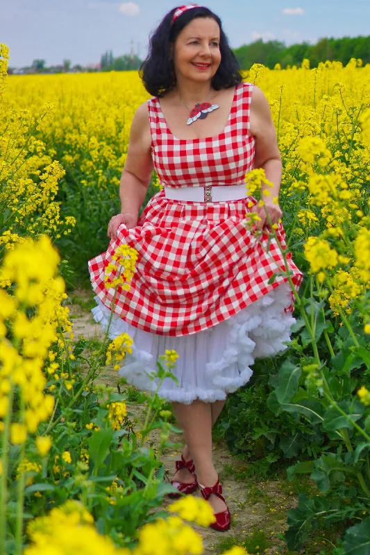 Amanda Retro Red Gingham Fit and Flared Dress