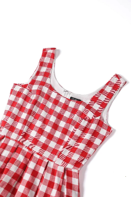 Amanda Retro Red Gingham Fit and Flared Dress