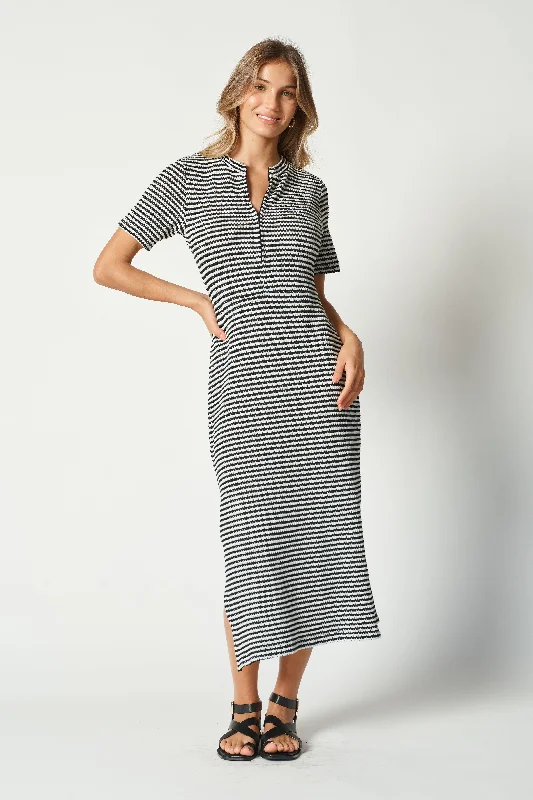 Astrid Knit Midi Dress - Black / White