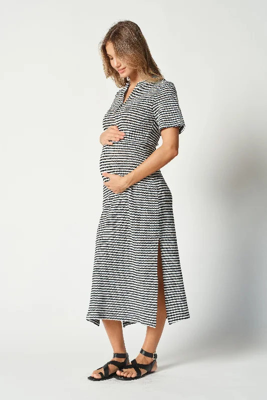 Astrid Knit Midi Dress - Black / White