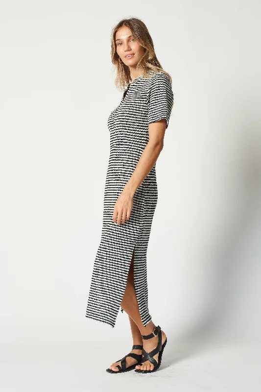 Astrid Knit Midi Dress - Black / White