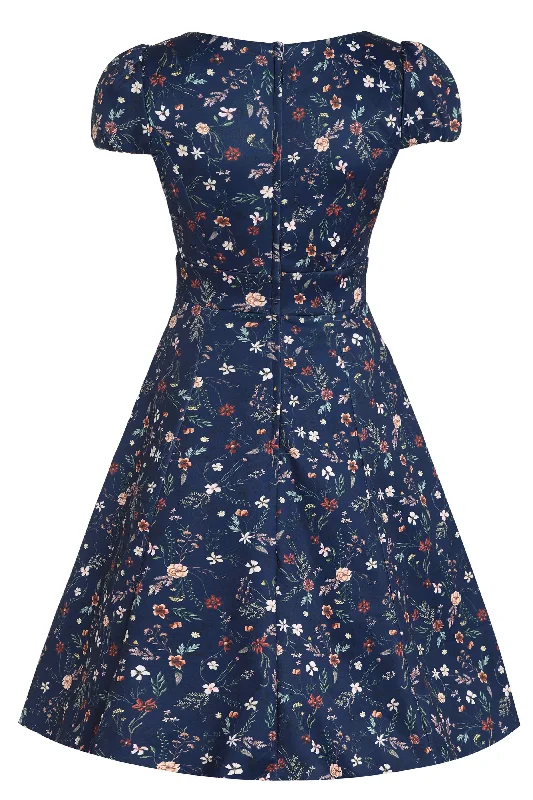 Claudia Meadow Navy Blue Cap Sleeved Dress