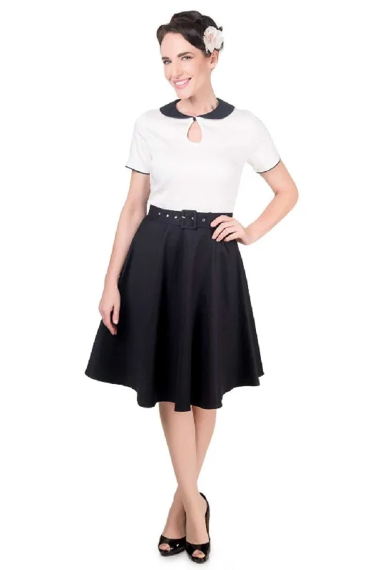 Evelyn Retro 50's Style Swing Dress in Black-White