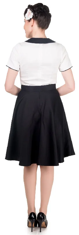 Evelyn Retro 50's Style Swing Dress in Black-White