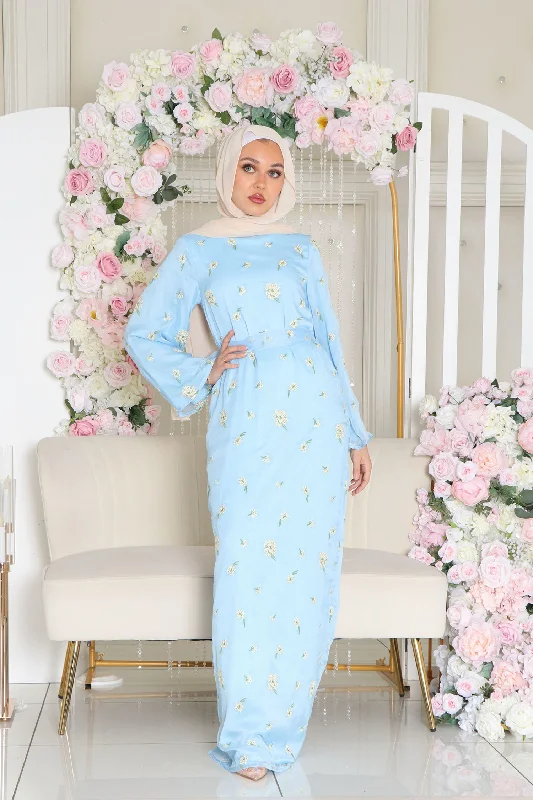 Inara Embroidery Dress- Sky Blue