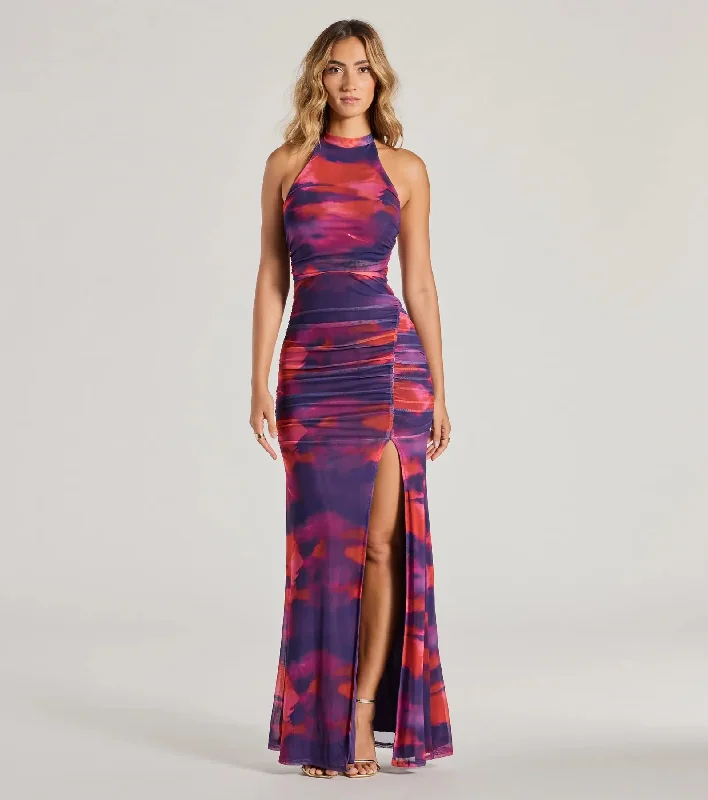 Jenny Halter Mermaid Tie-Dye Mesh Formal Dress