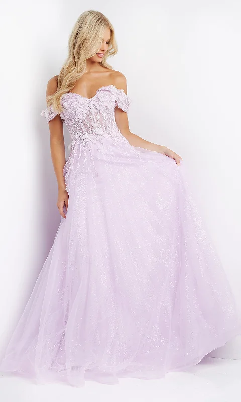 JVN by Jovani Sheer-Bodice Long Prom Ball Gown