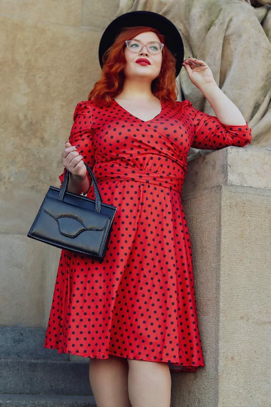 Katherine Red Polka Dot Long Sleeved Dress