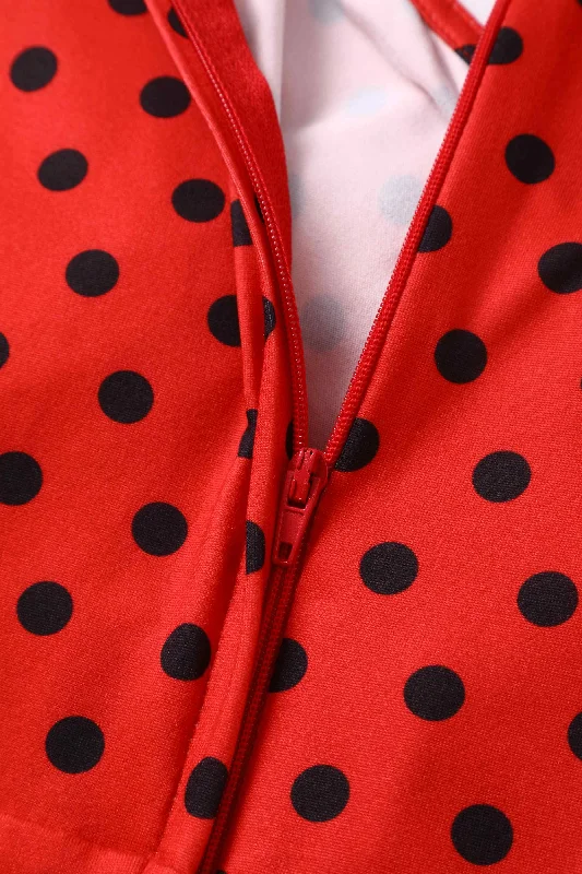 Katherine Red Polka Dot Long Sleeved Dress