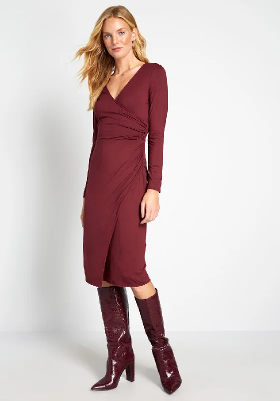 Knit on the Town Faux-Wrap Dress