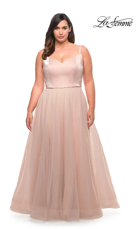 La Femme Long A-Line Plus-Size Prom Dress