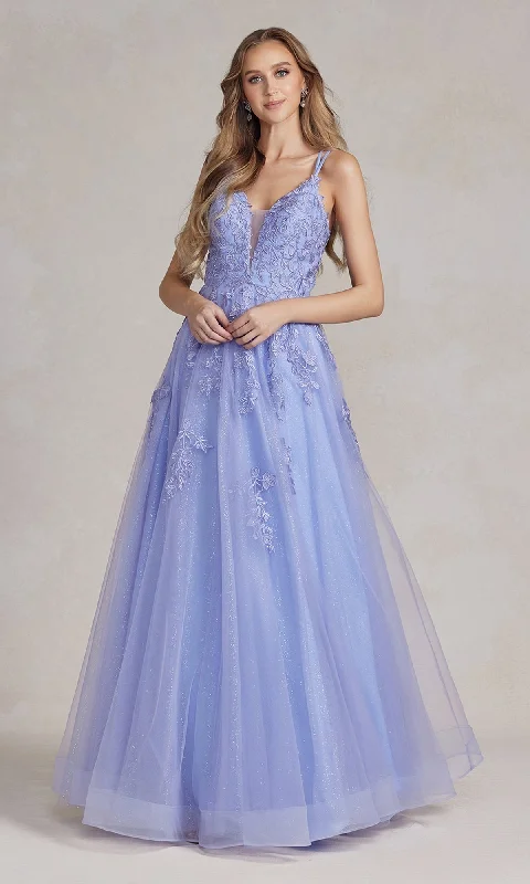 Embroidered-Lace Long Prom Ball Gown with Corset