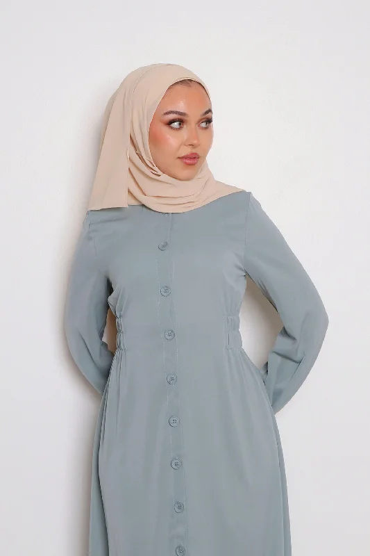 Maya Soft Button Down Dress- Mint Gray