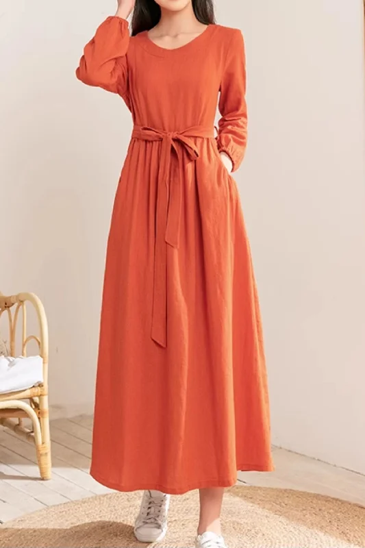 Plus size maxi spring linen dress 4818