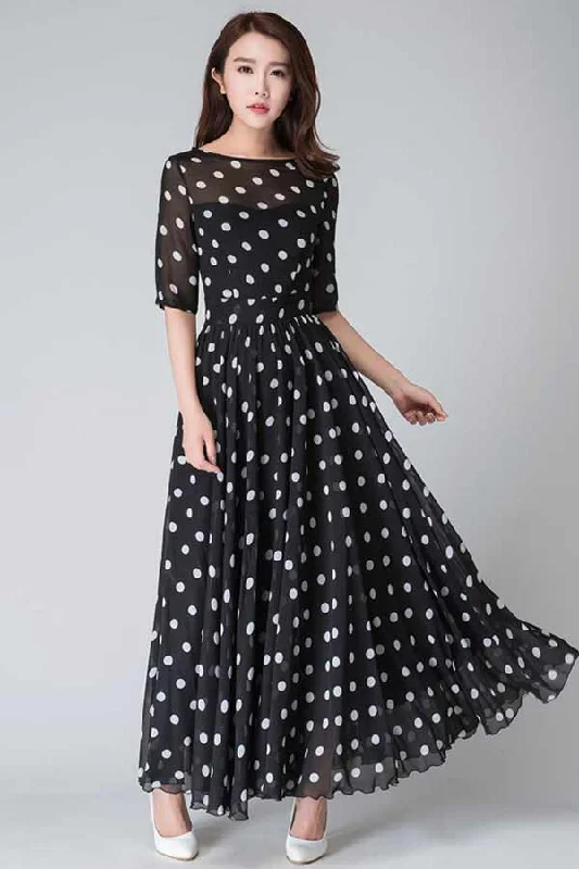 Black and white polka dot dress 1534#