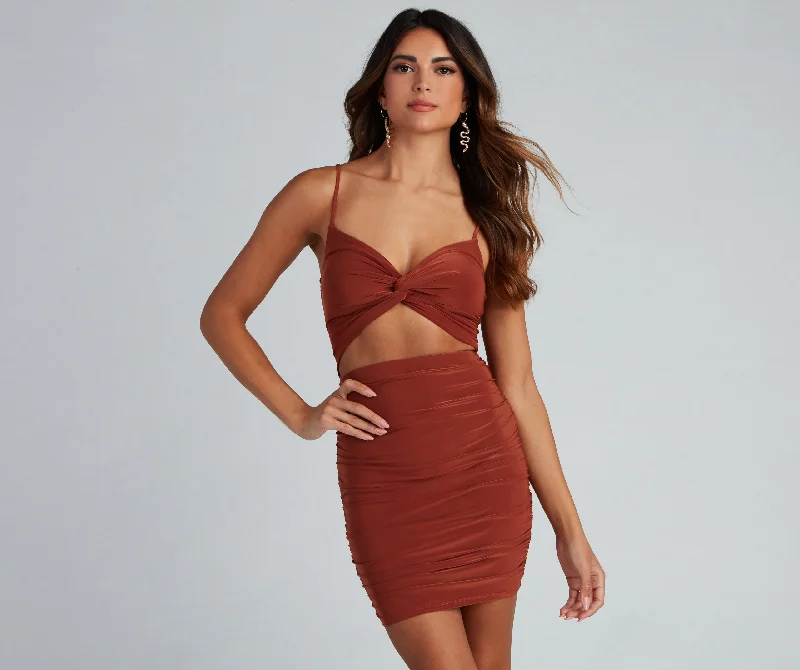 Ruched And Ready Cutout Mini Dress