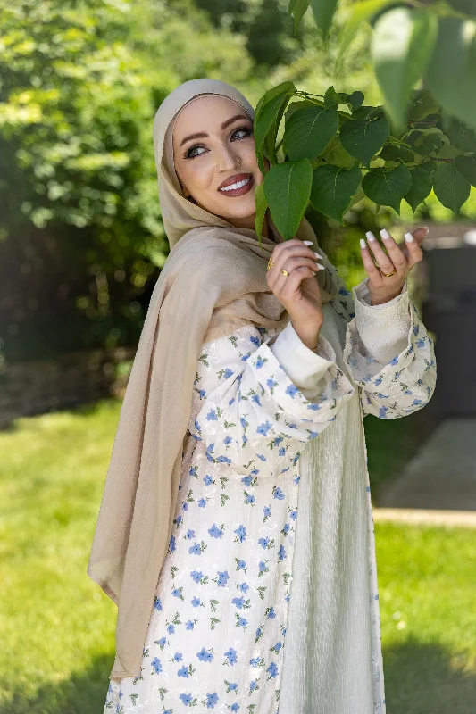 Safa Floral Abaya Set - Stormy Blue