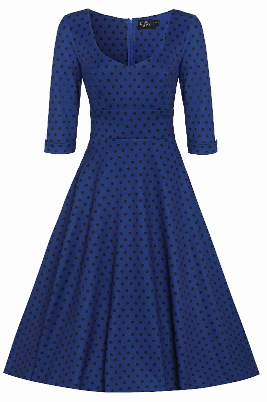 Scarlette Royal Blue & Black Polka Dot Midi Dress