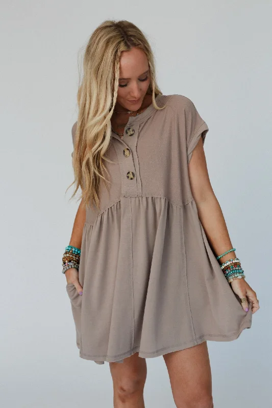 Sweet Nothings Baby Doll Dress - Khaki