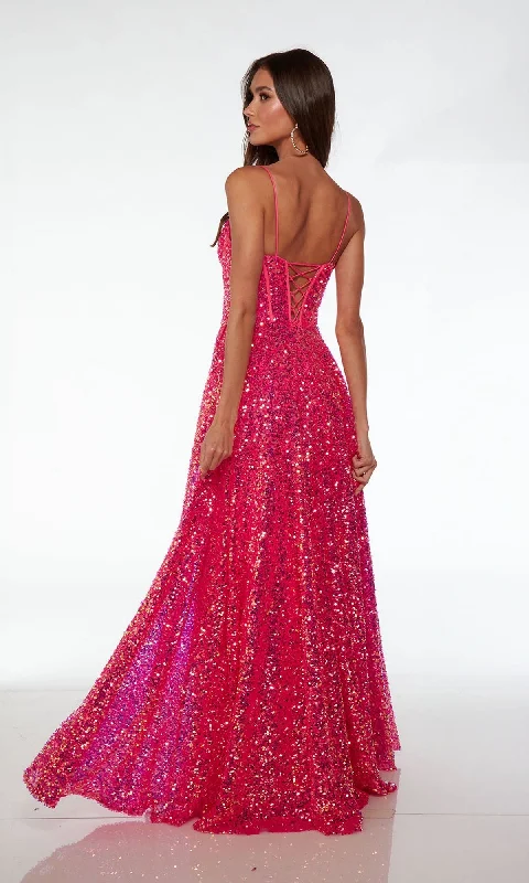 Alyce Plunging V-Neck Long Sequin Prom Dress 61517