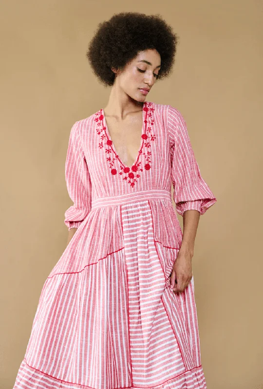 Mia Dress in Red Candy Stripe