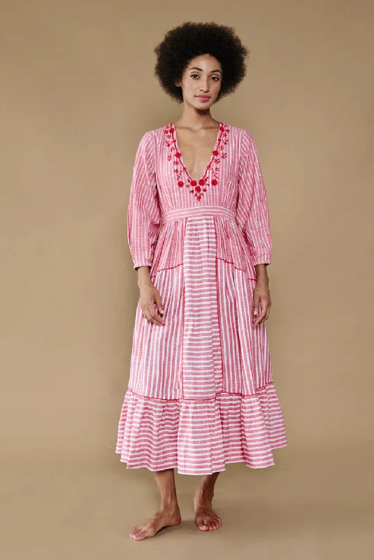 Mia Dress in Red Candy Stripe