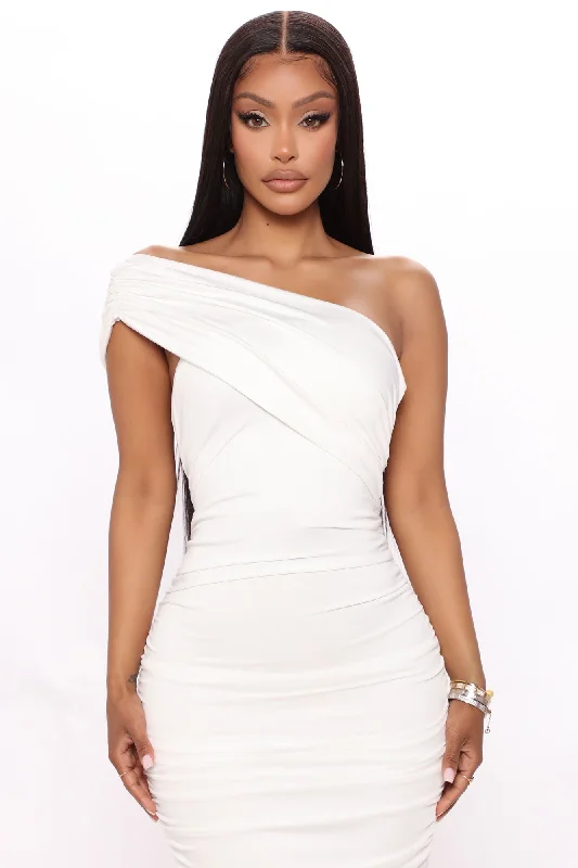 Emmalyn Ruched Midi Dress - White