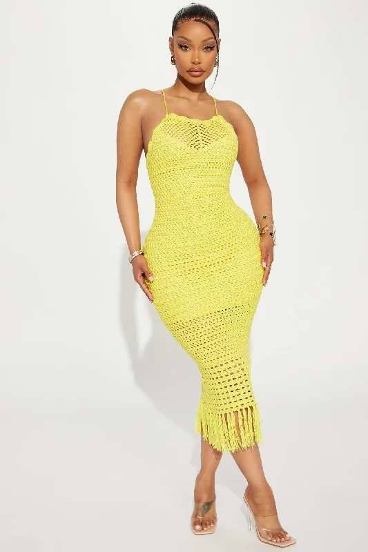 Jazmin Crotchet Midi Dress - Yellow