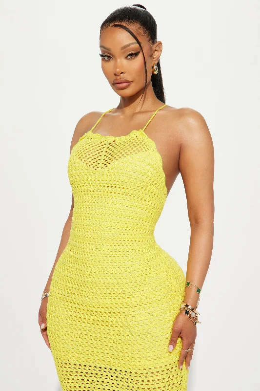 Jazmin Crotchet Midi Dress - Yellow