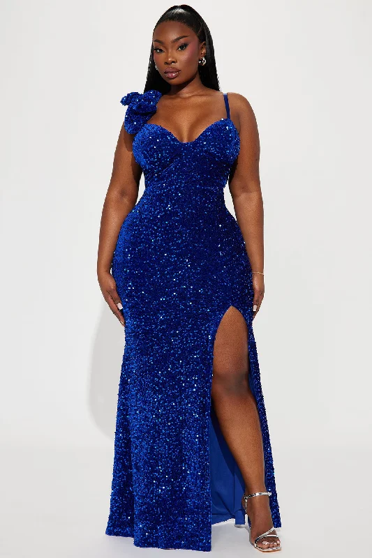 Jennifer Velvet Sequin Gown - Royal