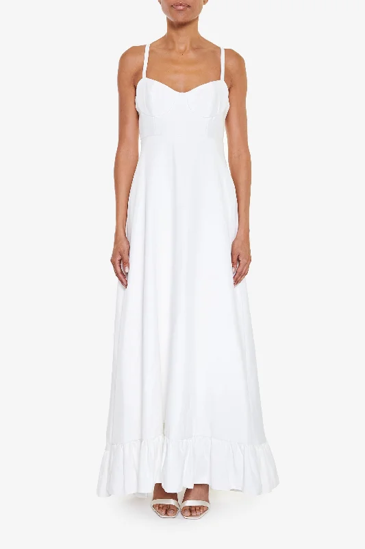 Violette White Frill Hem Maxi-Dress