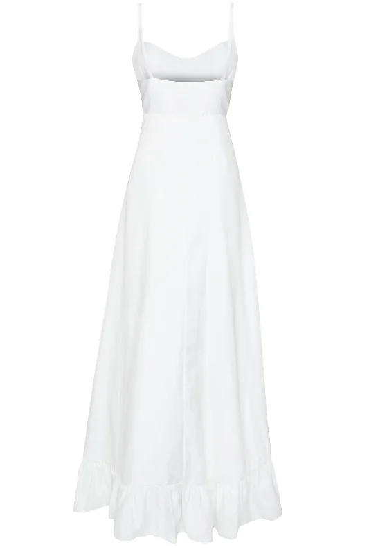 Violette White Frill Hem Maxi-Dress