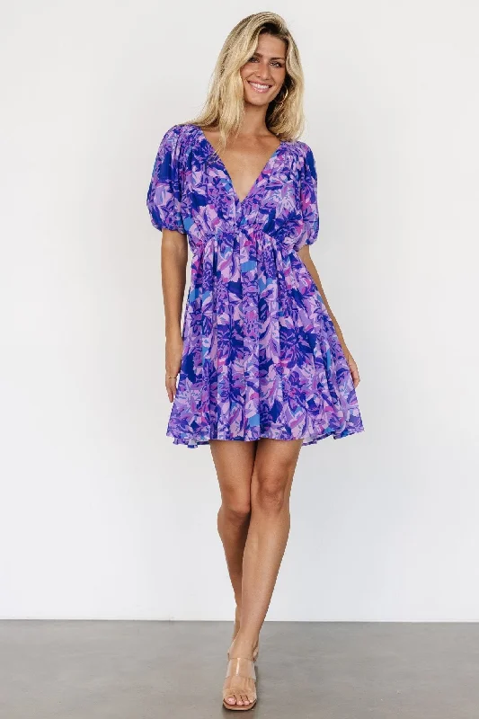 Luna Back Tie Mini Dress | Purple Multi