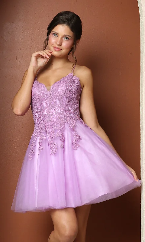 Short Corset-Back Babydoll Cute Homecoming Dress