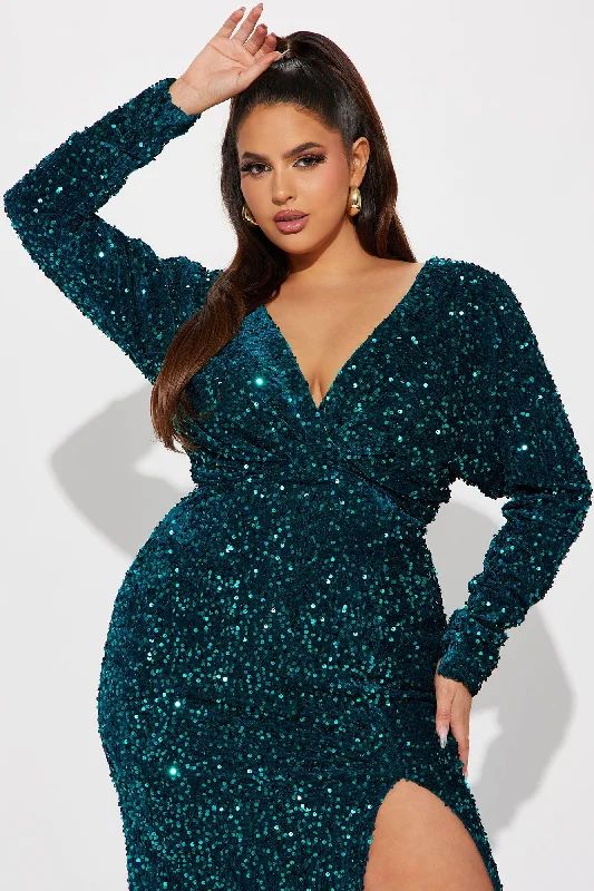 One And Only Sequin Gown - Emerald