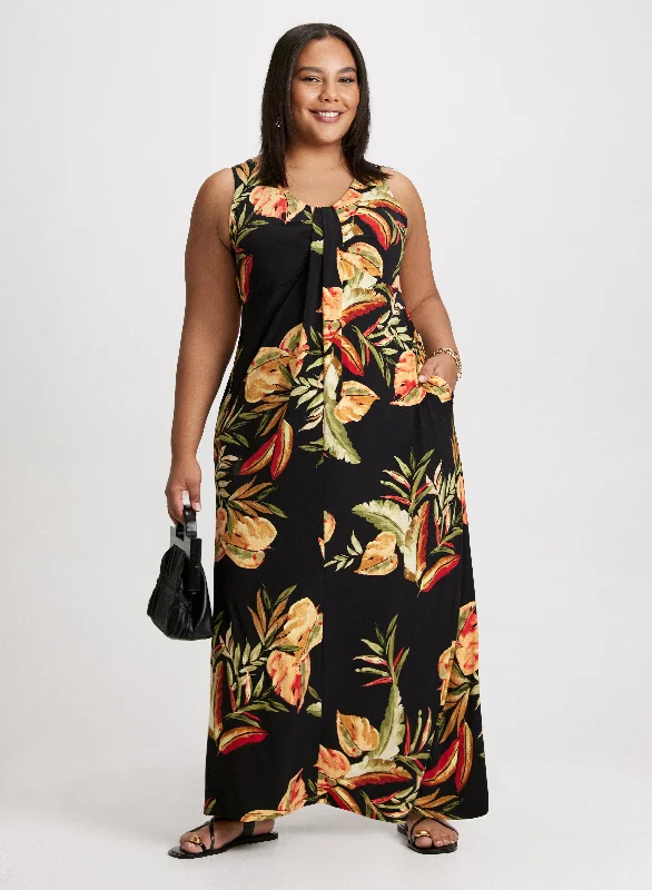 Floral Print Sleeveless Maxi Dress