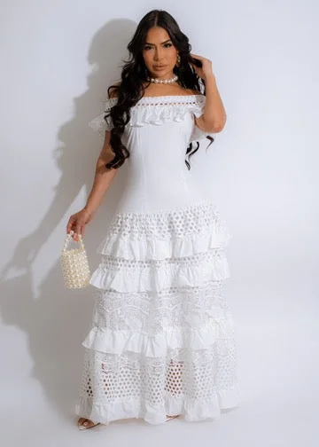 Summer In Greece Lace Maxi Dress White