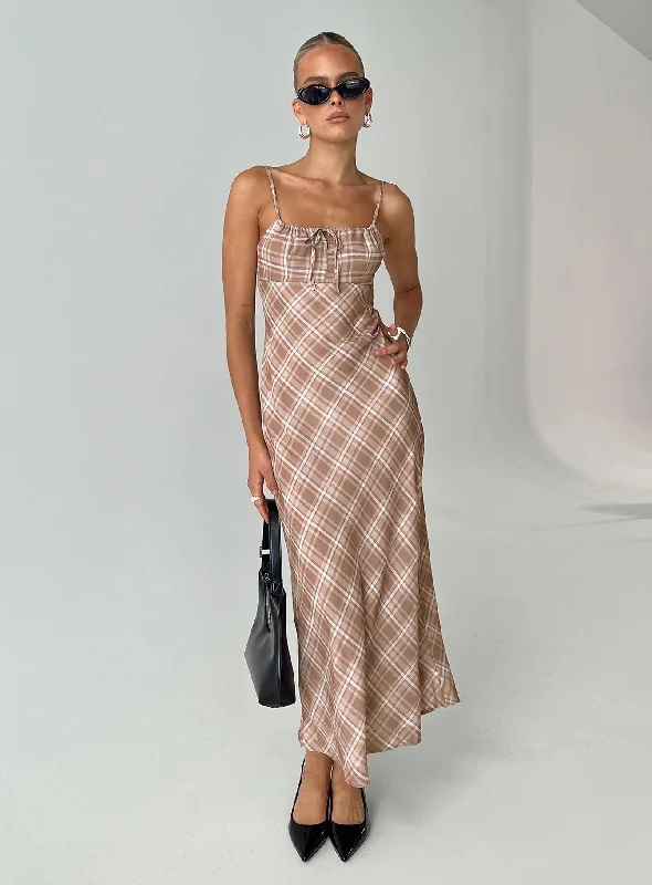 Wallin Maxi Dress Brown Check