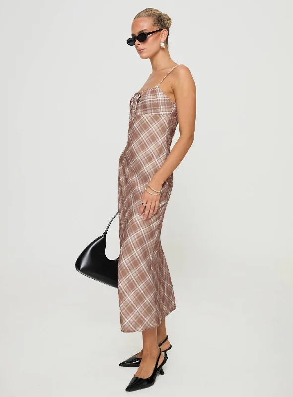 Wallin Maxi Dress Brown Check