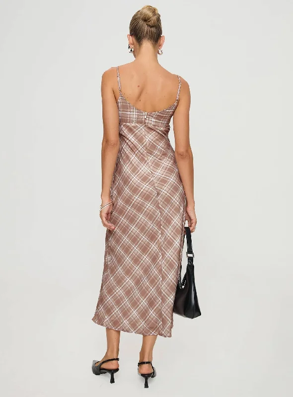 Wallin Maxi Dress Brown Check