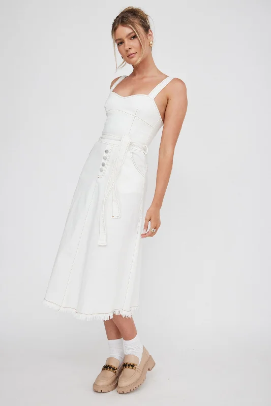 Zenyl Raw Hem Midi Dress Butter