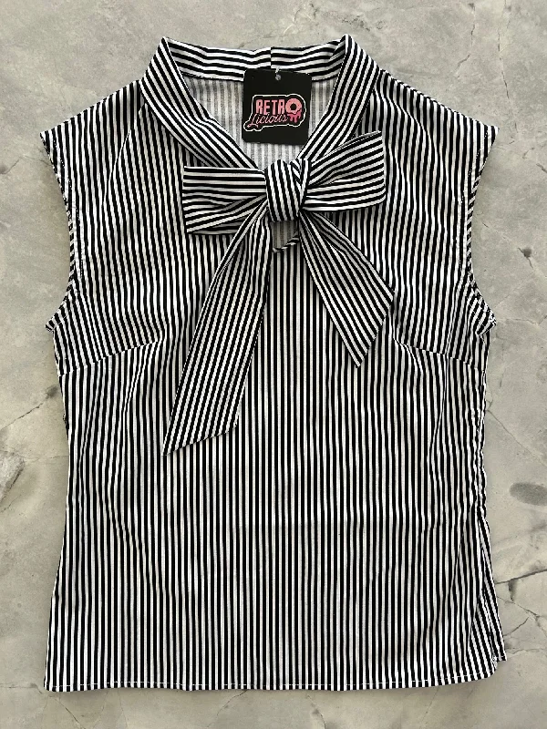 5337 Black Striped Bow Top