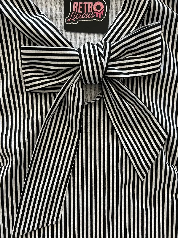 5337 Black Striped Bow Top