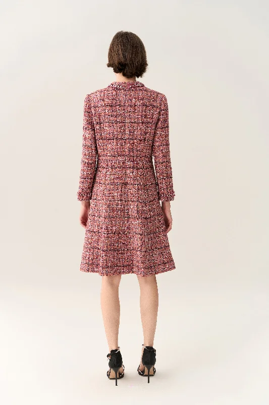 Checked Braid-trim Patch Pocket A-line Dress