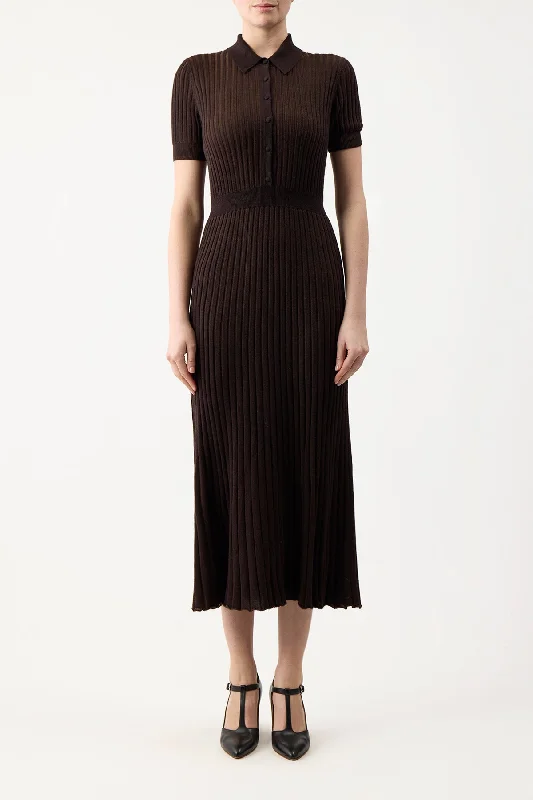 Amor Knit Dress in Chocolate Cashmere Silk