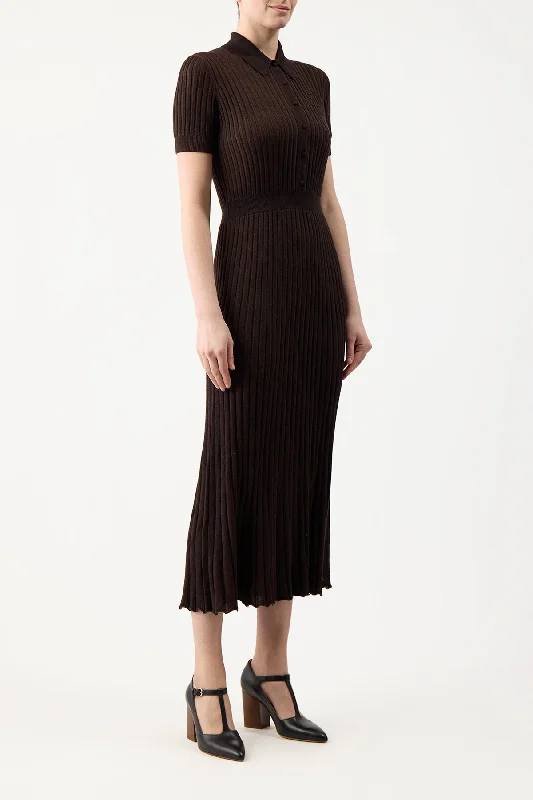 Amor Knit Dress in Chocolate Cashmere Silk