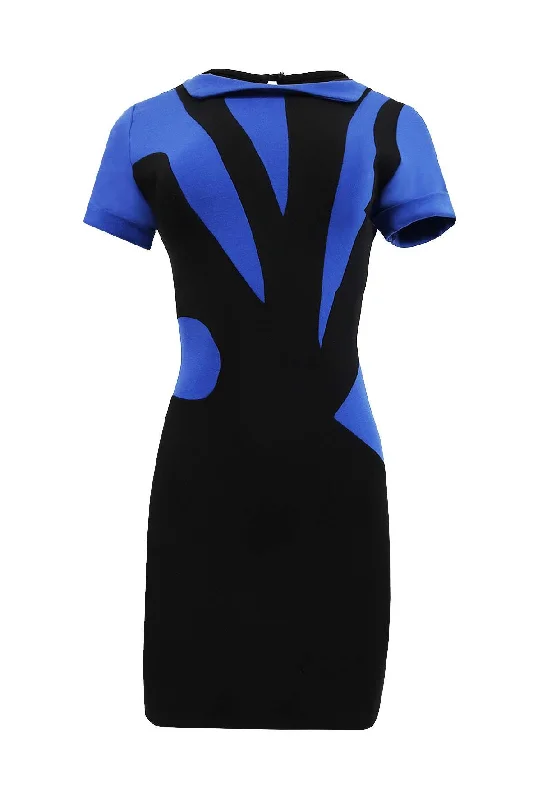 Blue & Black Simple Bodycon Dress