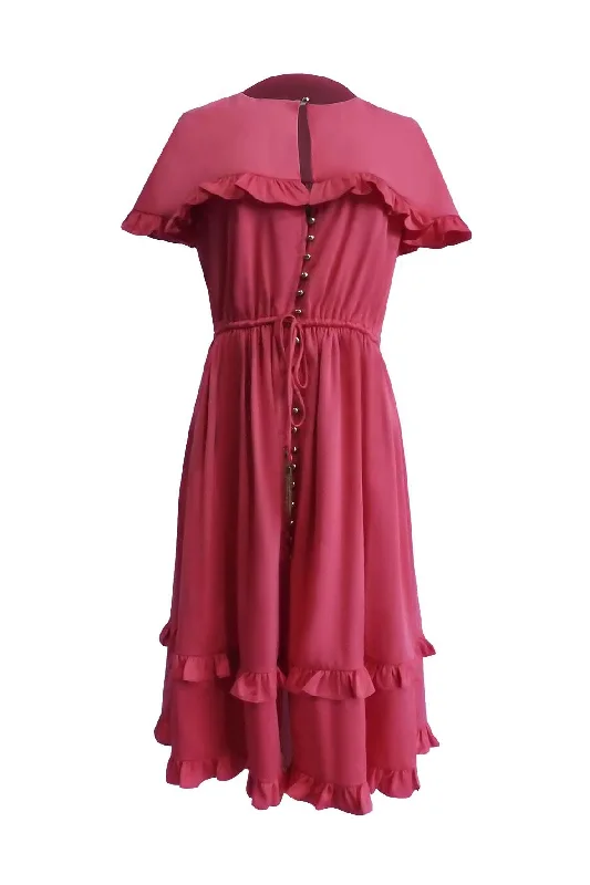 Button Up Ruffle Cape Dress